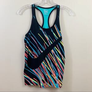 The Nike Tee Paint Pattern 80s Inspired Black/Multi-Color Racer Back Tank